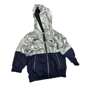 Hatley Kids Silver & Navy Hooded Jacket Full Zip‎ With Zip Pockets Size 3